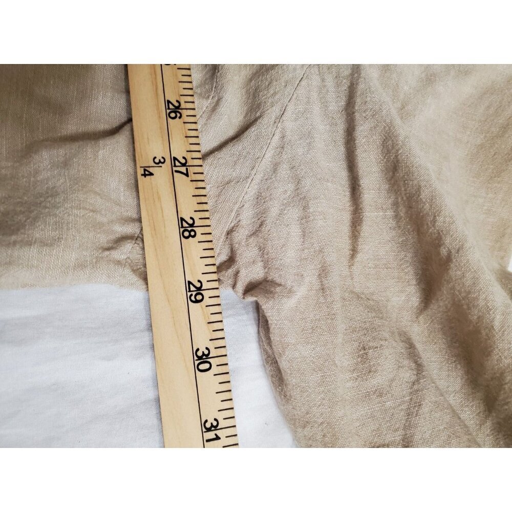 Catherines Women’s Linen Blend Beige Button Down 3/4 Sleeved Shirt Womens 3XL - Picture 9 of 15